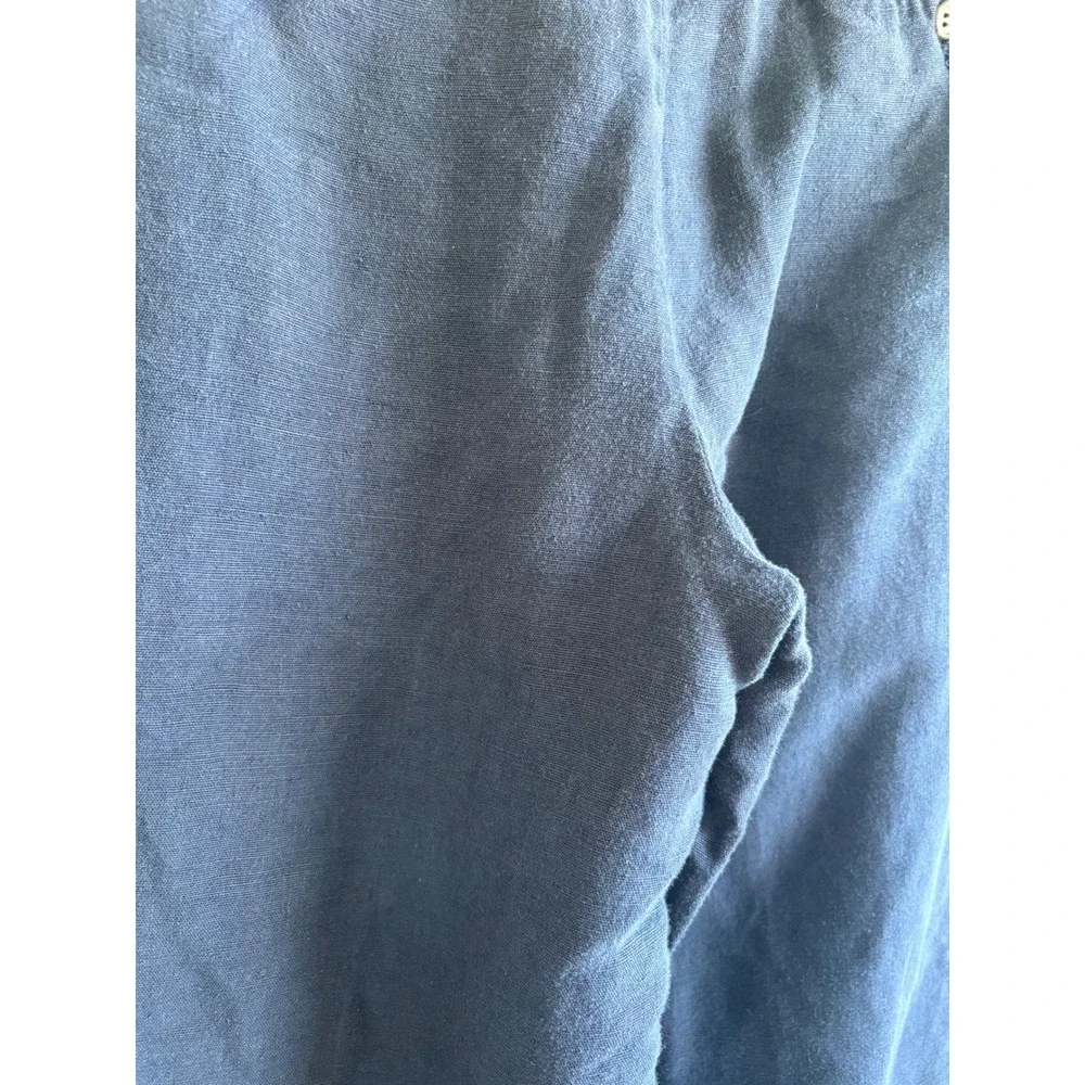 Polo Ralph Lauren Mens Navy Blue Pleated Linen Trousers Cuffed Pants 30x32